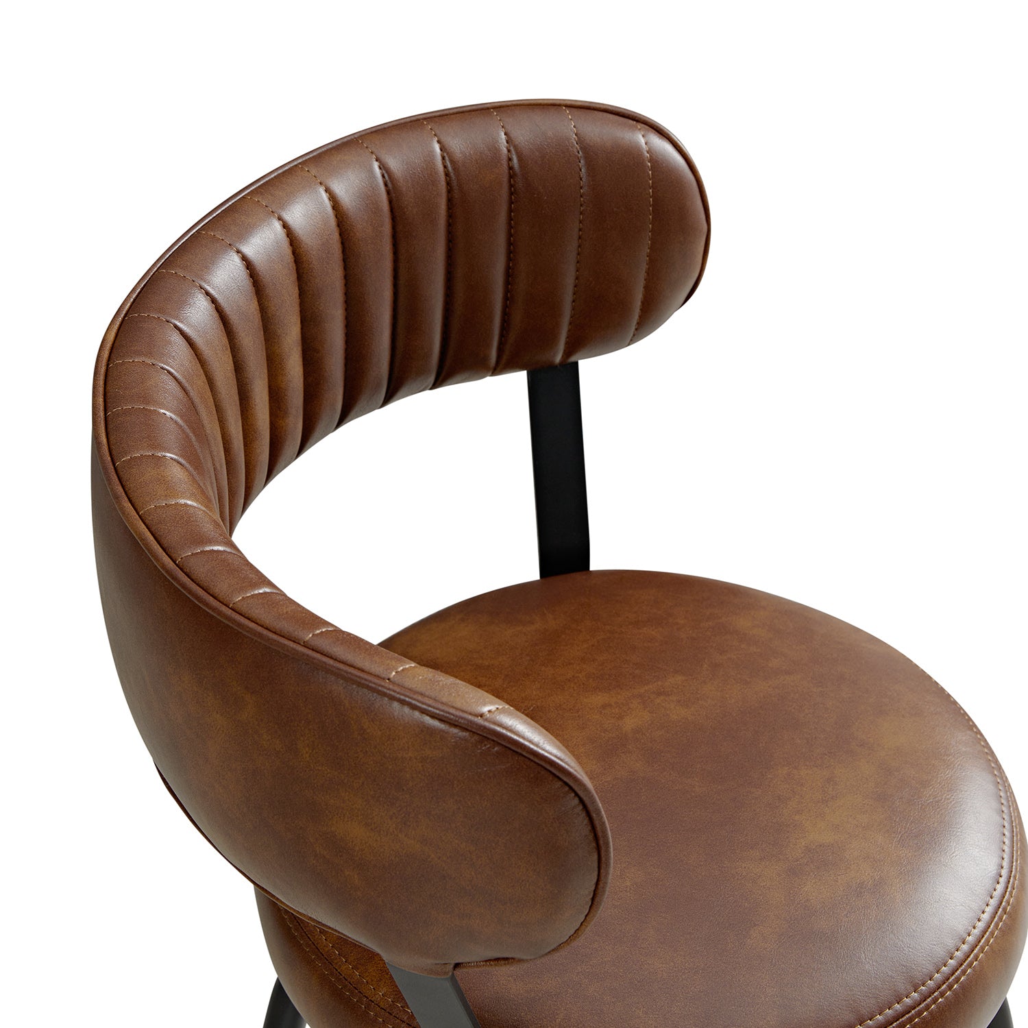 Lotte Set of 2 Swivel Counter Stools, Tan Faux Leather
