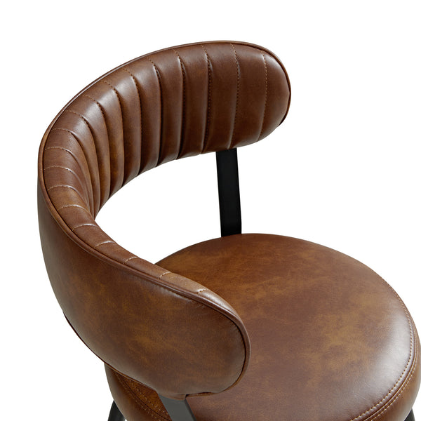 Lotte Set of 2 Swivel Counter Stools, Tan Faux Leather - daals