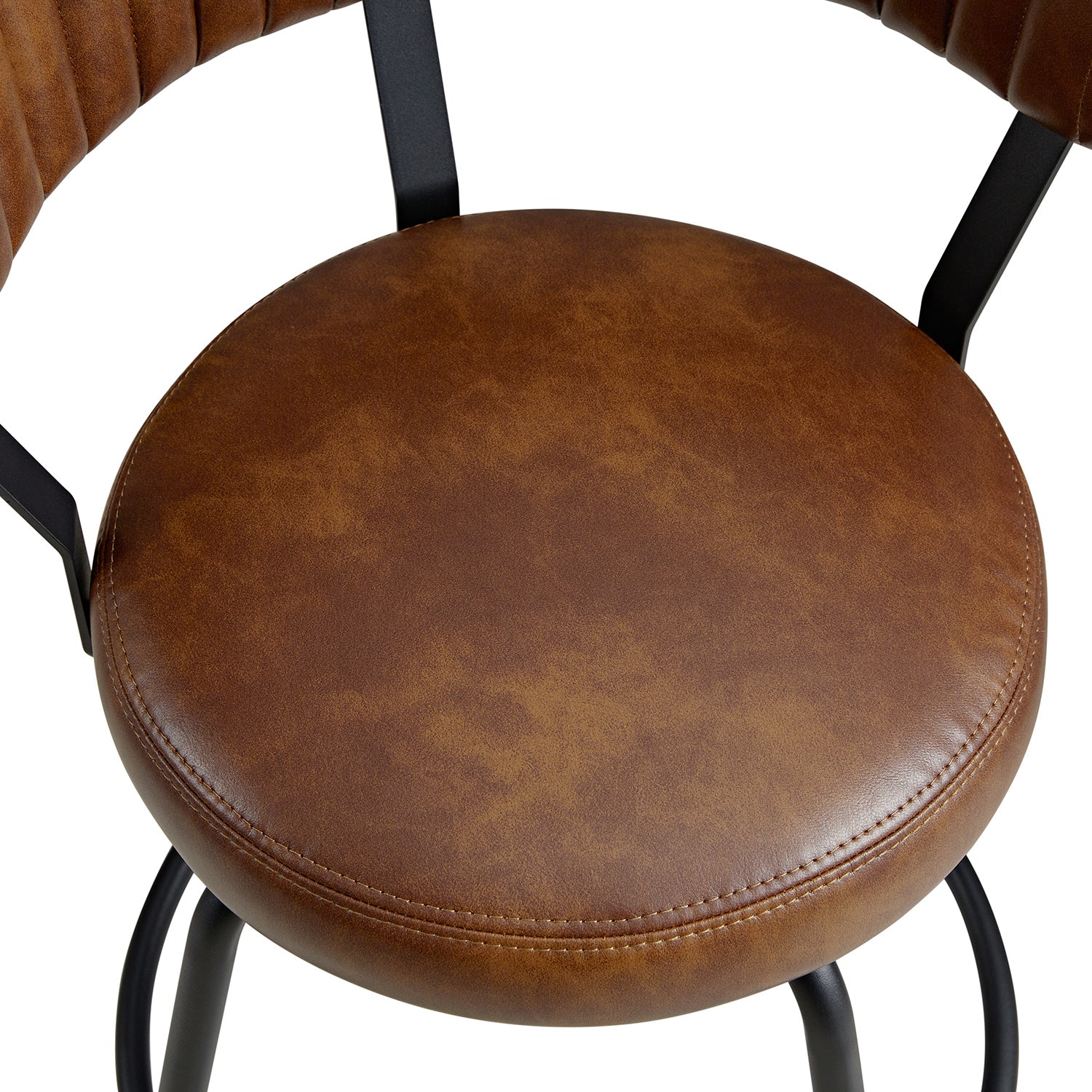 Lotte Set of 2 Swivel Counter Stools, Tan Faux Leather