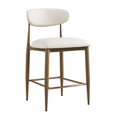 Dagmar Counter Stool, Beige Faux Leather | Silver Oak Frame
