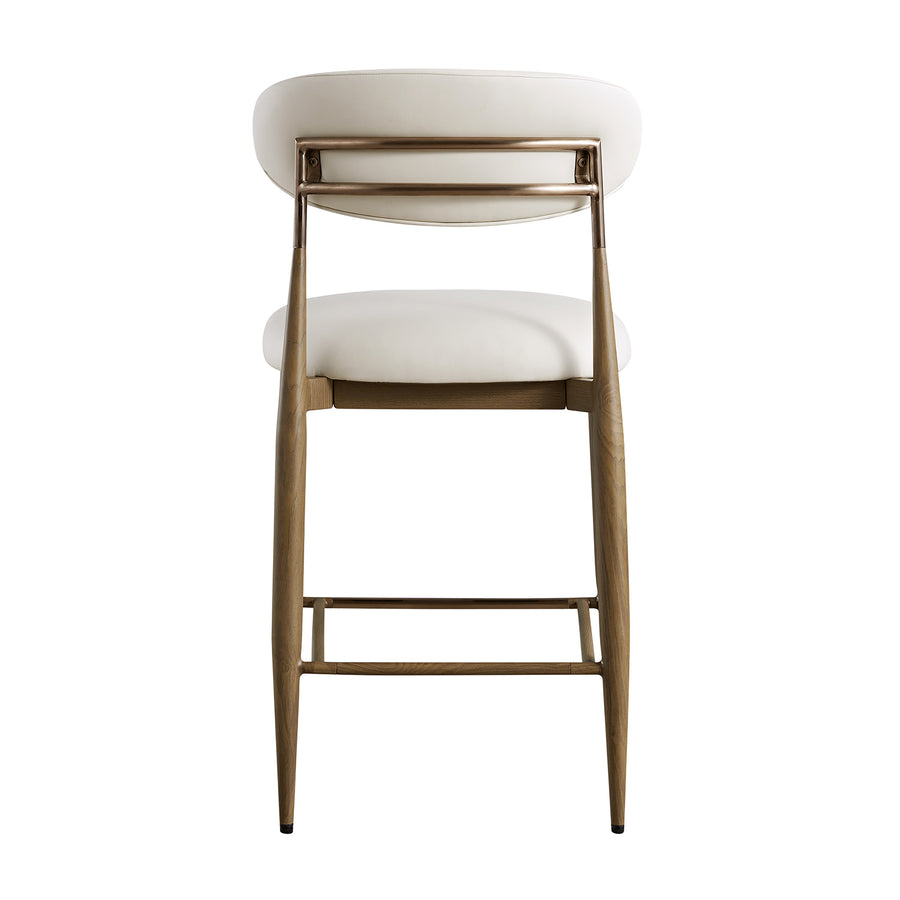 Dagmar Counter Stool, Beige Faux Leather | Silver Oak Frame - daals