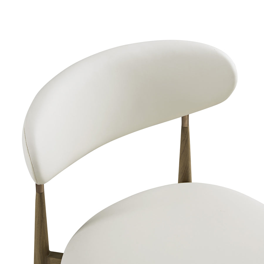 Dagmar Counter Stool, Beige Faux Leather | Silver Oak Frame - daals