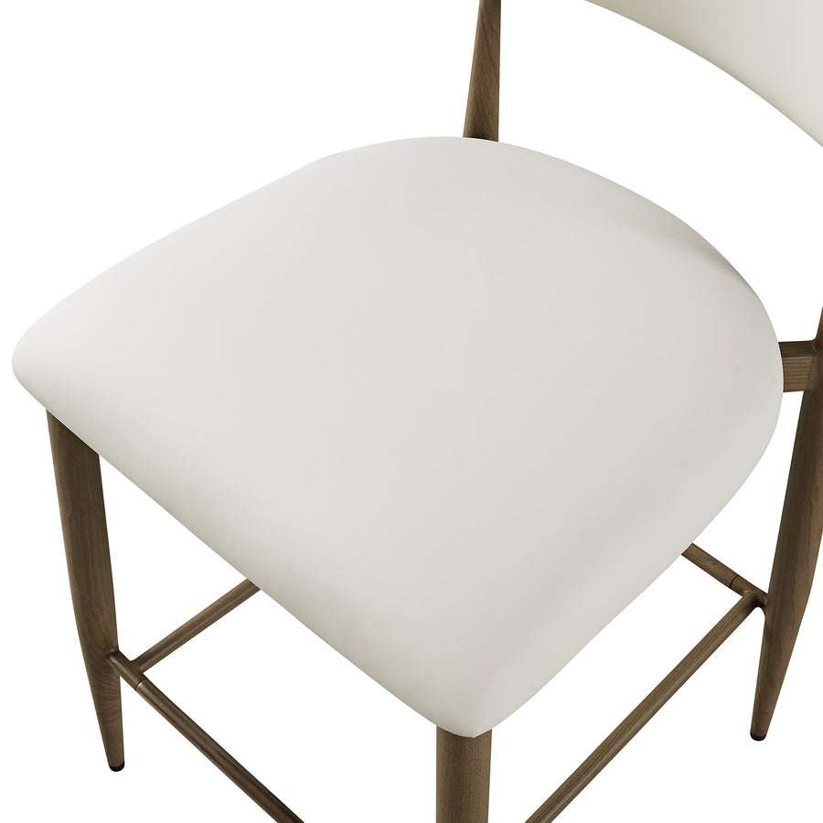 Dagmar Counter Stool, Beige Faux Leather | Silver Oak Frame - daals