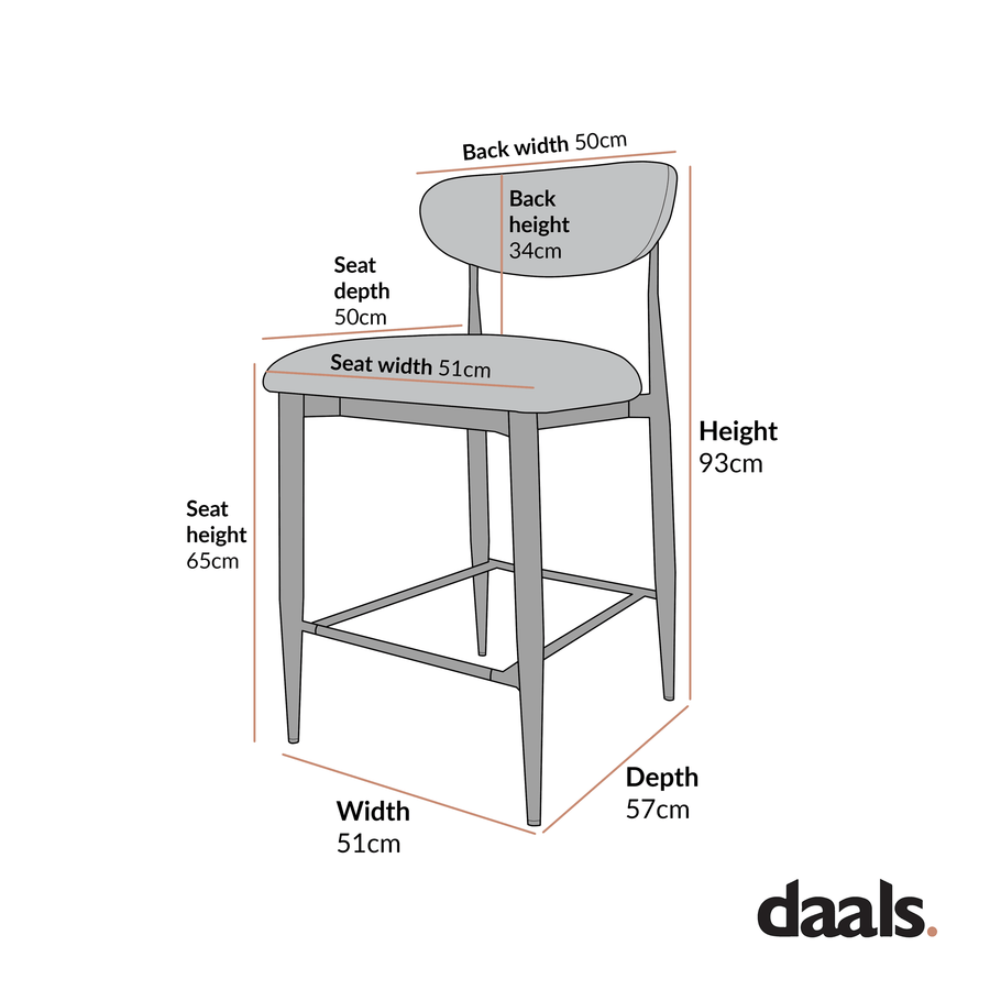 Dagmar Counter Stool, Moss Chenille | Silver Oak Frame - daals