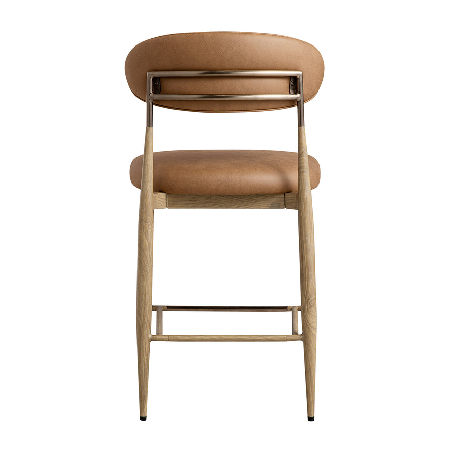 Dagmar Counter Stool, Chestnut Faux Leather | Natural Frame