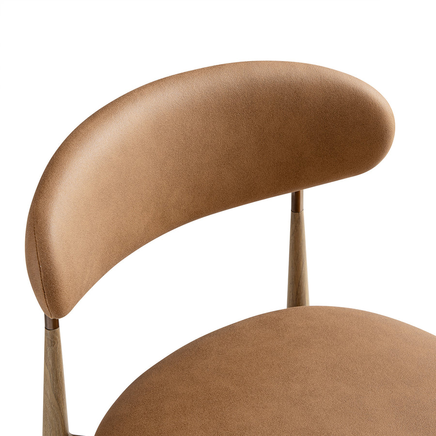 Dagmar Counter Stool, Chestnut Faux Leather | Natural Frame