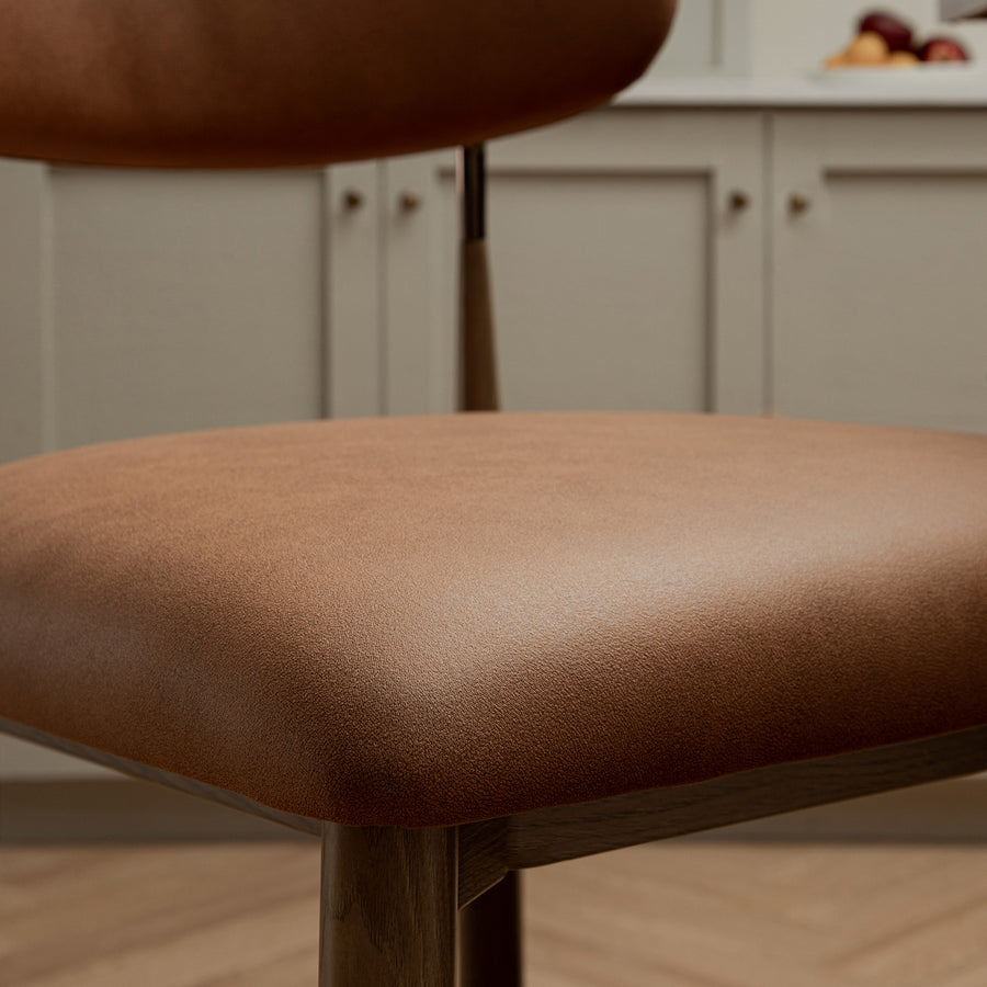 Dagmar Counter Stool, Chestnut Faux Leather | Natural Frame