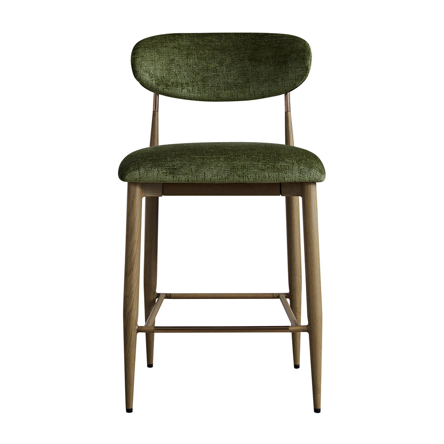 Dagmar Counter Stool, Moss Chenille | Silver Oak Frame