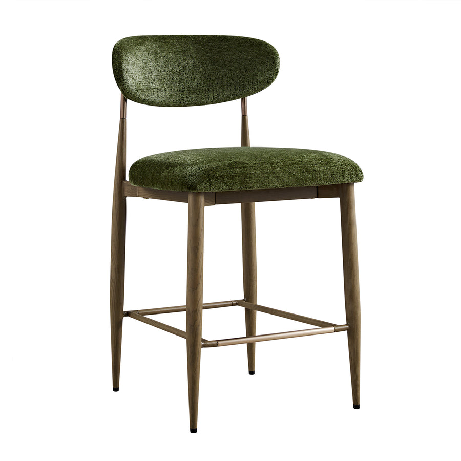 Dagmar Counter Stool, Moss Chenille | Silver Oak Frame
