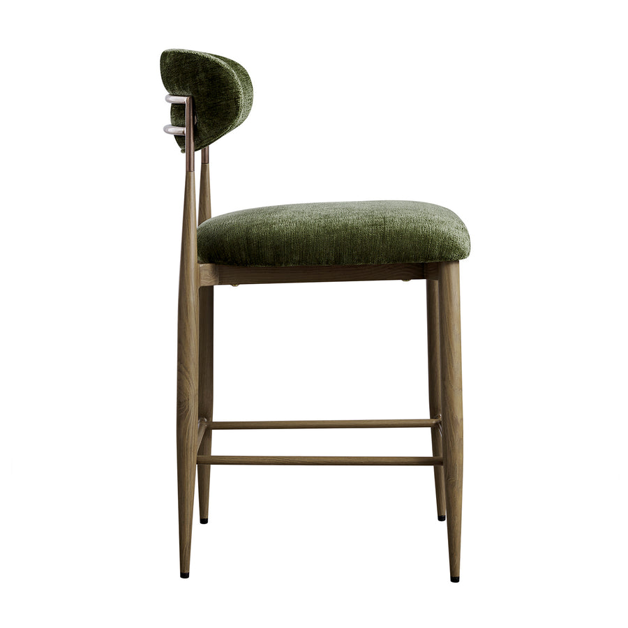 Dagmar Counter Stool, Moss Chenille | Silver Oak Frame