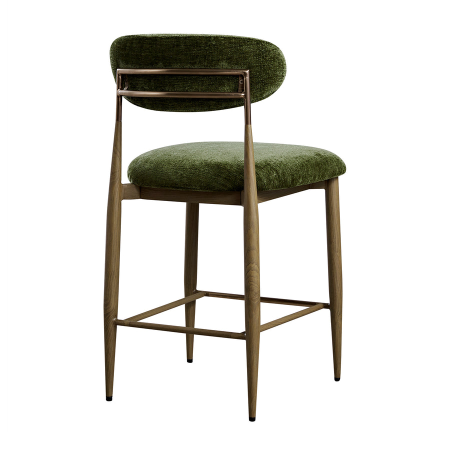 Dagmar Counter Stool, Moss Chenille | Silver Oak Frame