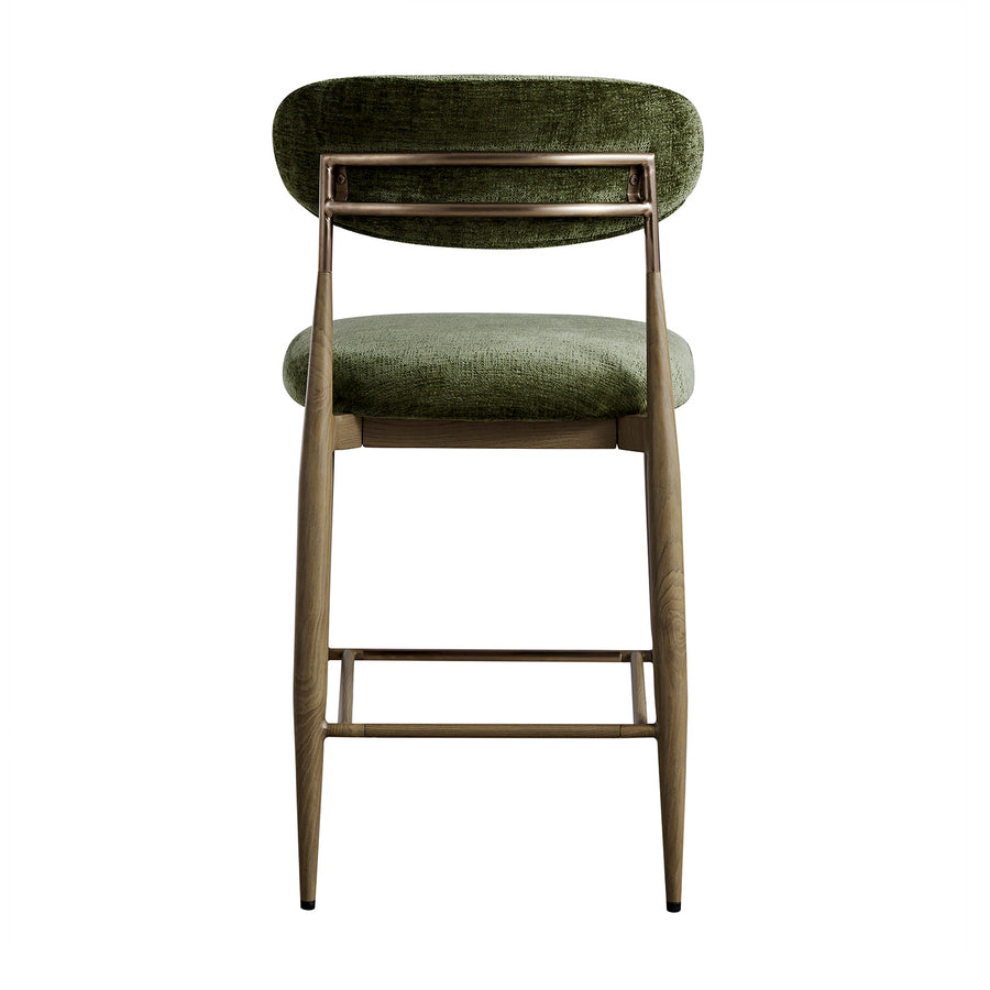 Dagmar Counter Stool, Moss Chenille | Silver Oak Frame