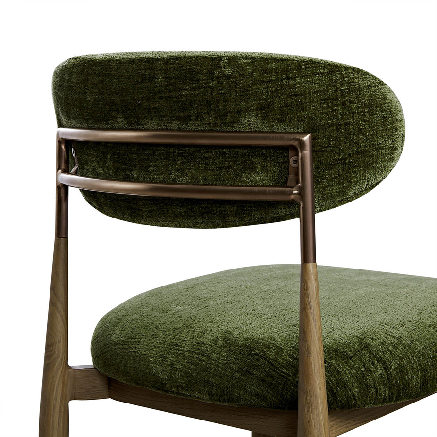 Dagmar Counter Stool, Moss Chenille | Silver Oak Frame