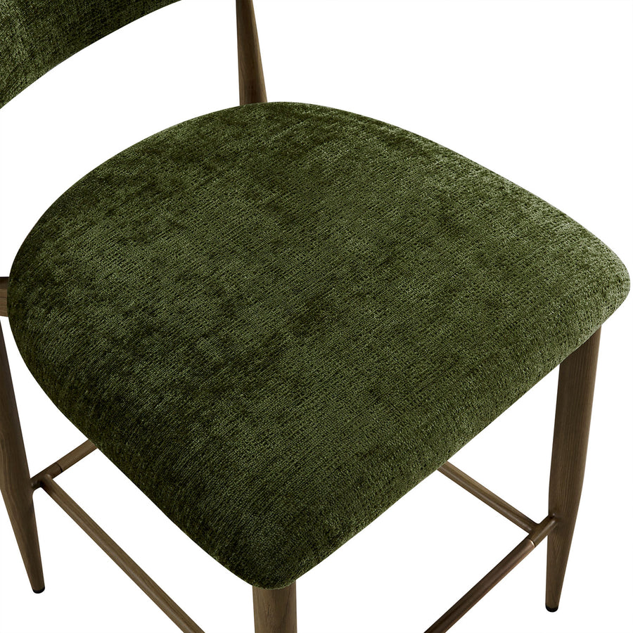 Dagmar Counter Stool, Moss Chenille | Silver Oak Frame