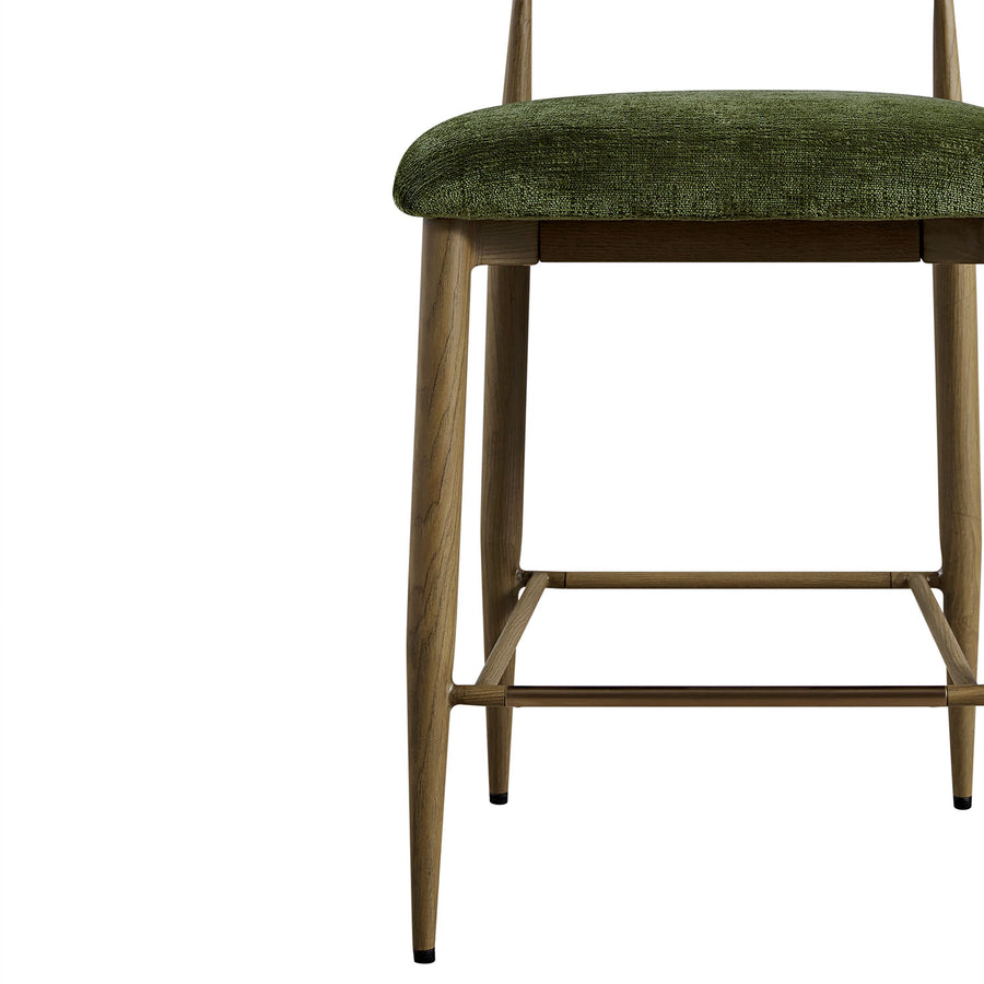 Dagmar Counter Stool, Moss Chenille | Silver Oak Frame