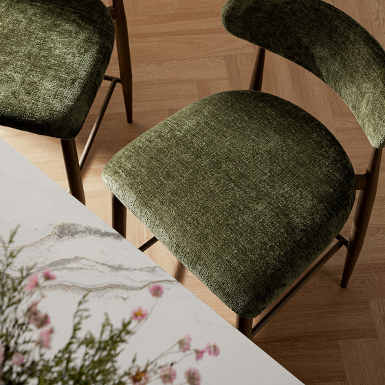 Dagmar Counter Stool, Moss Chenille | Silver Oak Frame