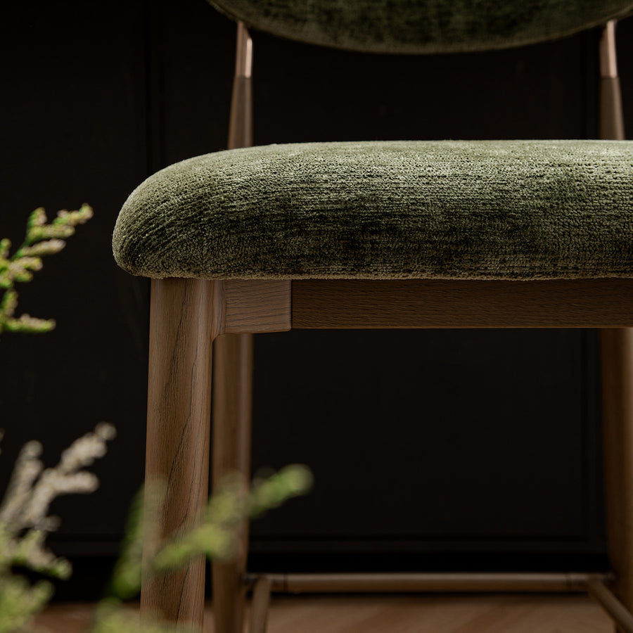 Dagmar Counter Stool, Moss Chenille | Silver Oak Frame