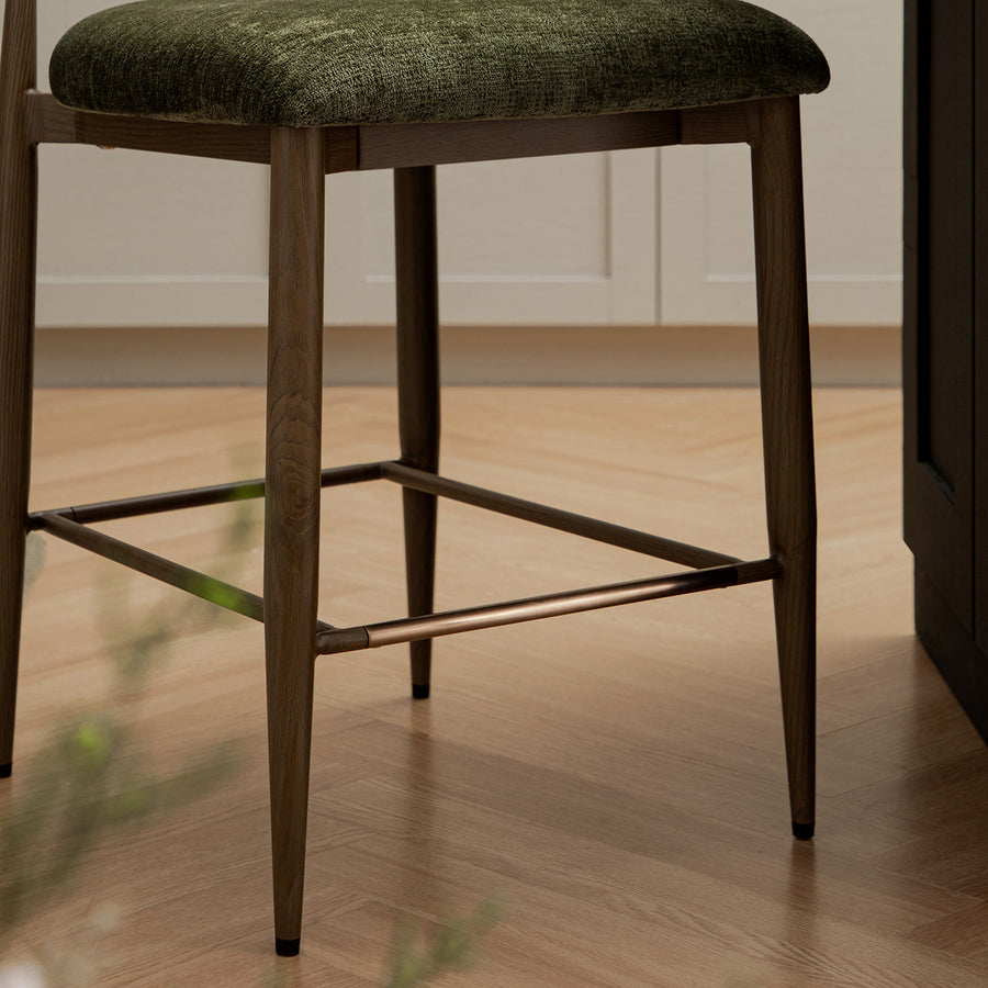 Dagmar Counter Stool, Moss Chenille | Silver Oak Frame