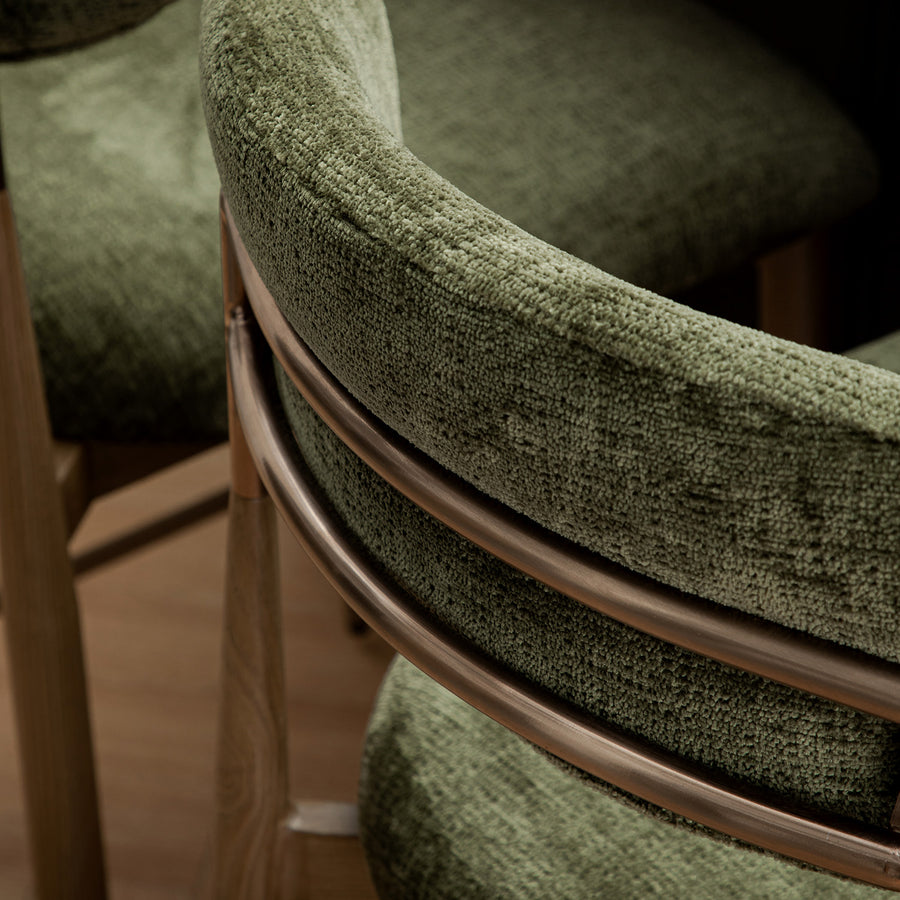 Dagmar Counter Stool, Moss Chenille | Silver Oak Frame
