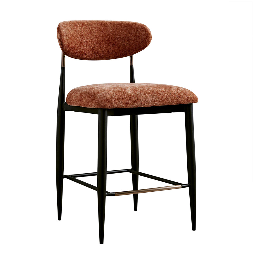 Dagmar Counter Stool, Rust Chenille | Black Frame