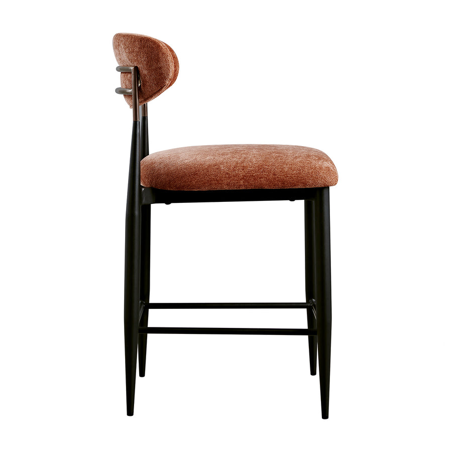Dagmar Counter Stool, Rust Chenille | Black Frame