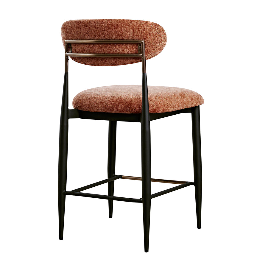 Dagmar Counter Stool, Rust Chenille | Black Frame