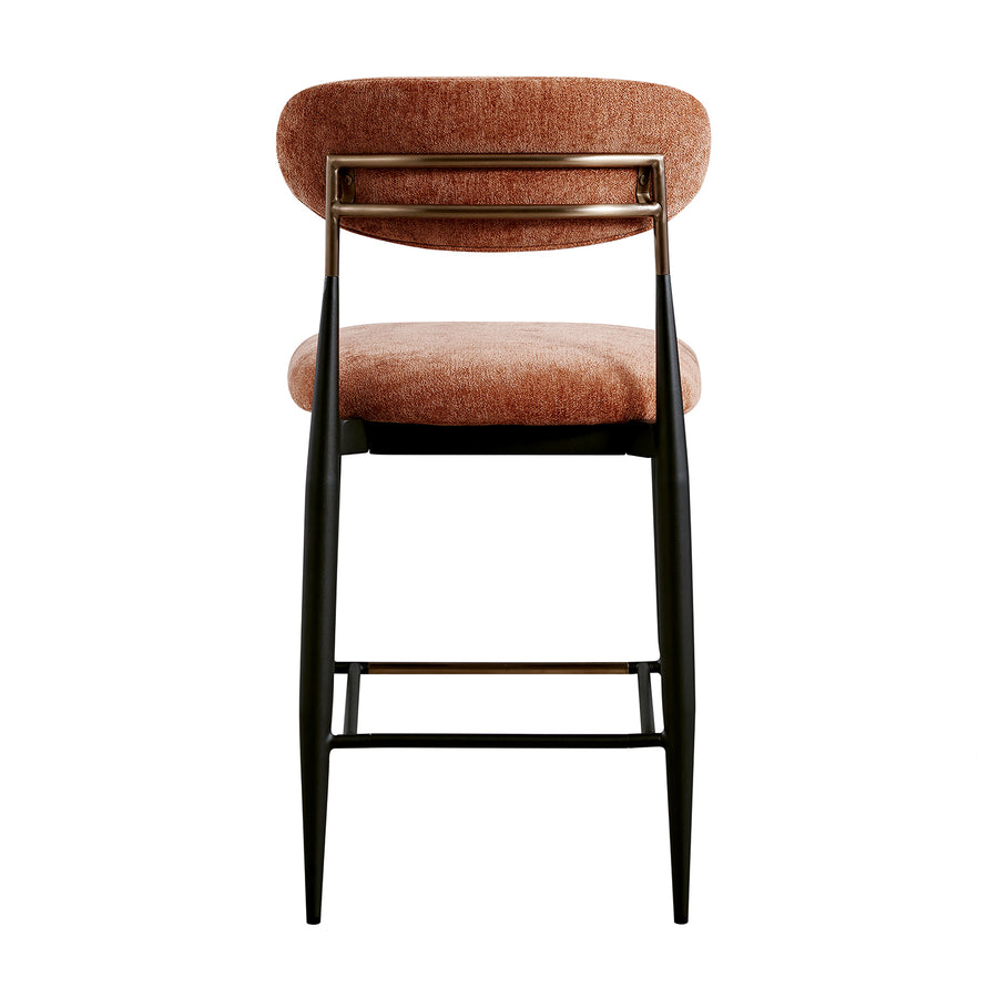 Dagmar Counter Stool, Rust Chenille | Black Frame