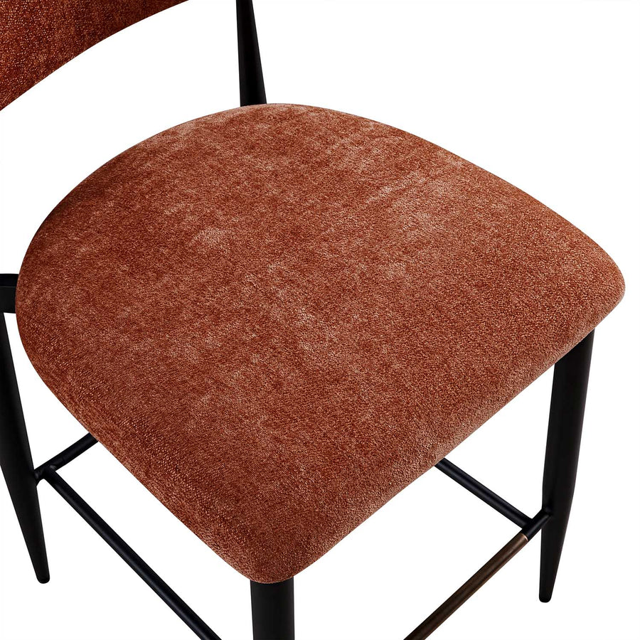 Dagmar Counter Stool, Rust Chenille | Black Frame