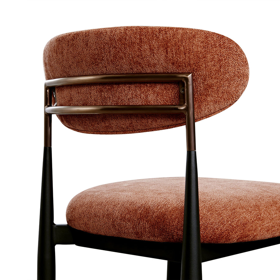 Dagmar Counter Stool, Rust Chenille | Black Frame