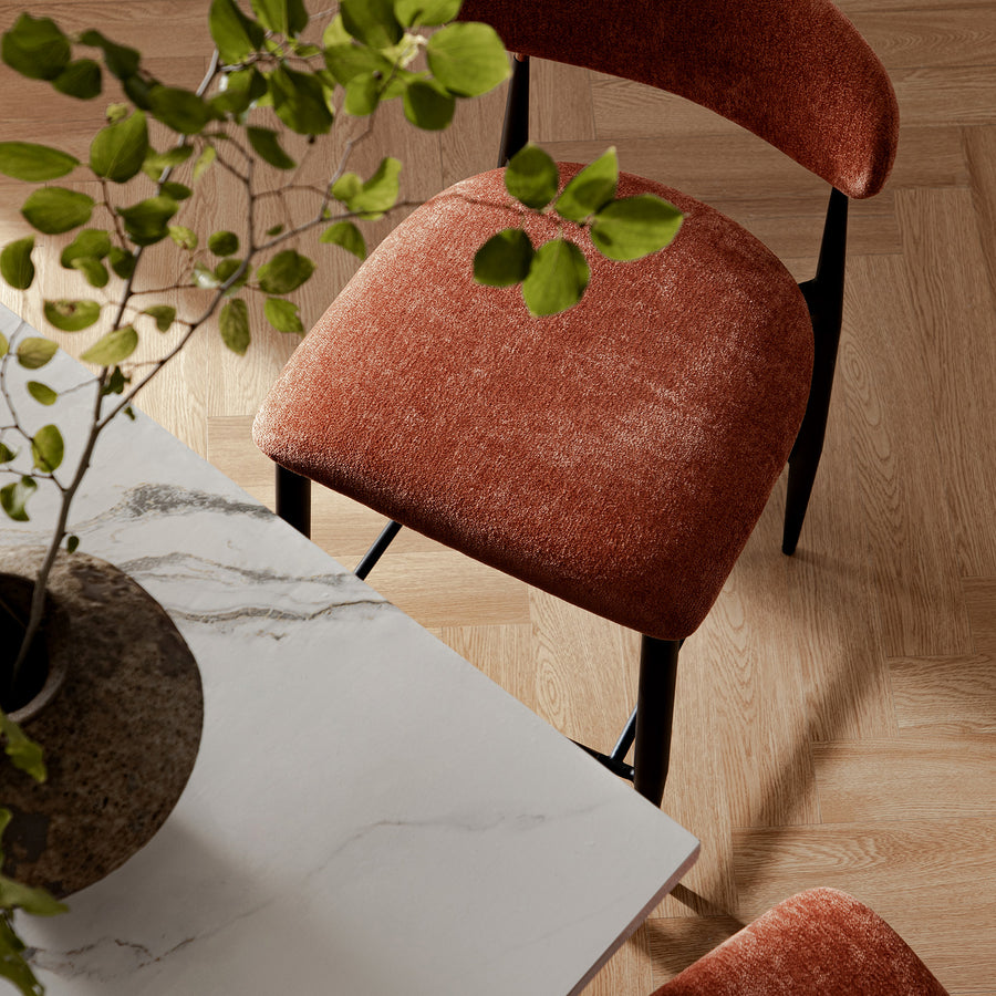 Dagmar Counter Stool, Rust Chenille | Black Frame