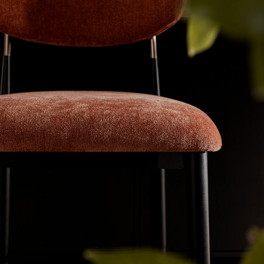 Dagmar Counter Stool, Rust Chenille | Black Frame