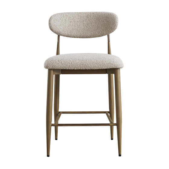 Dagmar Counter Stool, Light Taupe Boucle | Silver Oak Frame