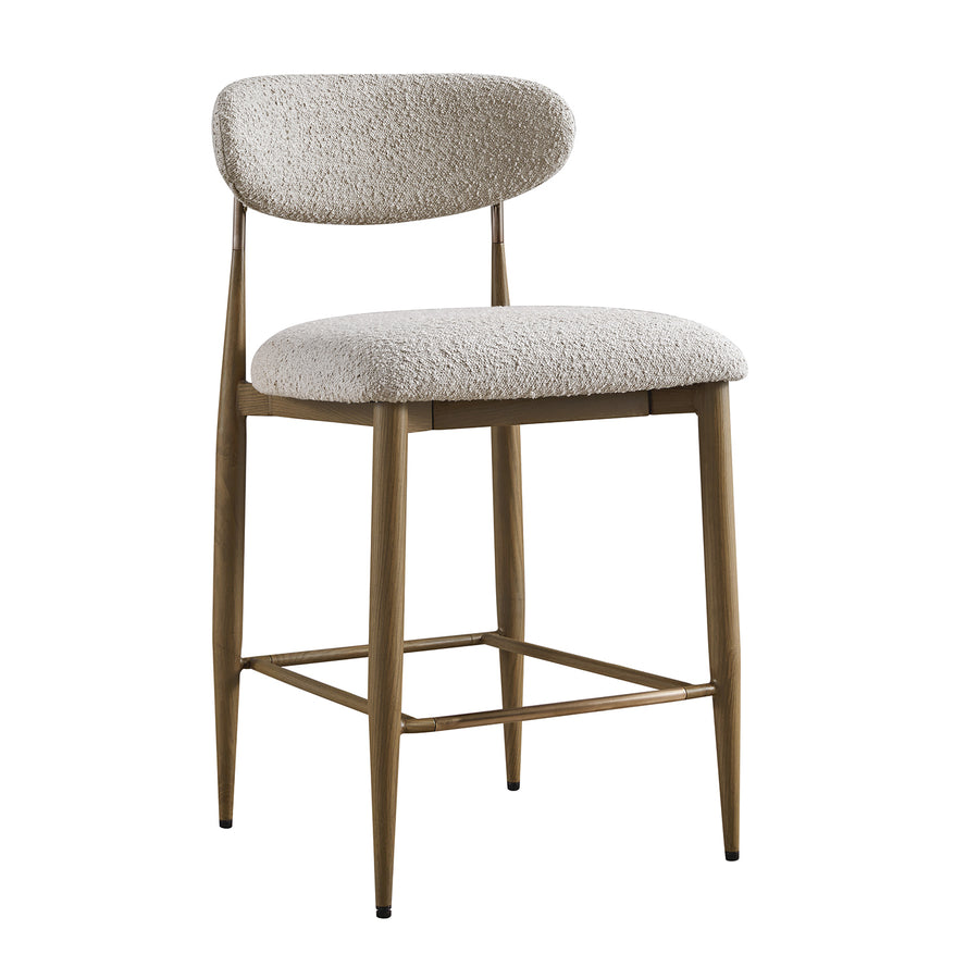Dagmar Counter Stool, Light Taupe Boucle | Silver Oak Frame