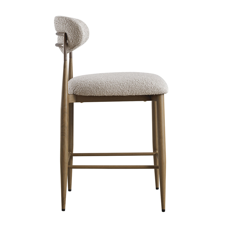 Dagmar Counter Stool, Light Taupe Boucle | Silver Oak Frame
