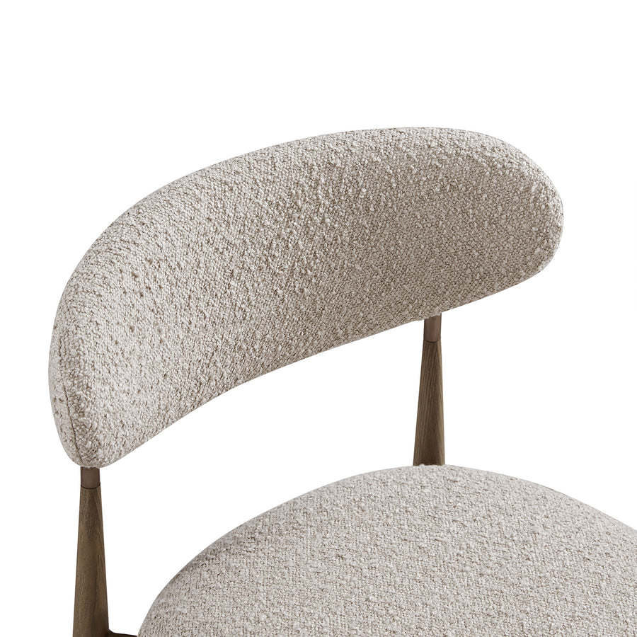 Dagmar Counter Stool, Light Taupe Boucle | Silver Oak Frame