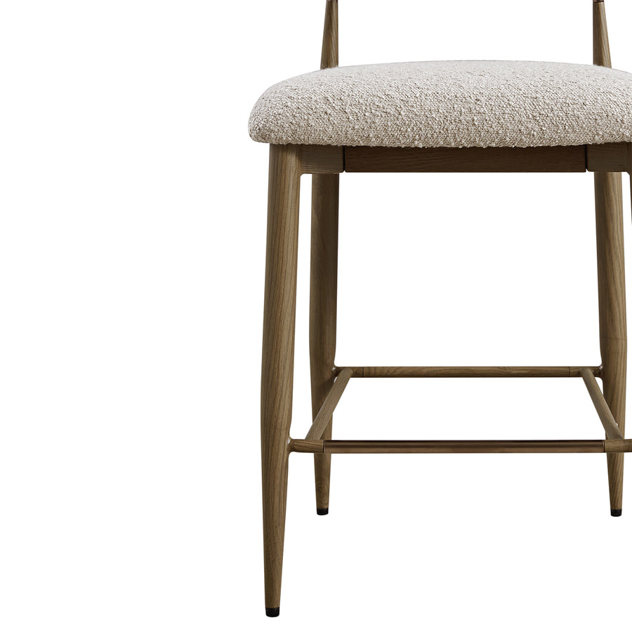 Dagmar Counter Stool, Light Taupe Boucle | Silver Oak Frame