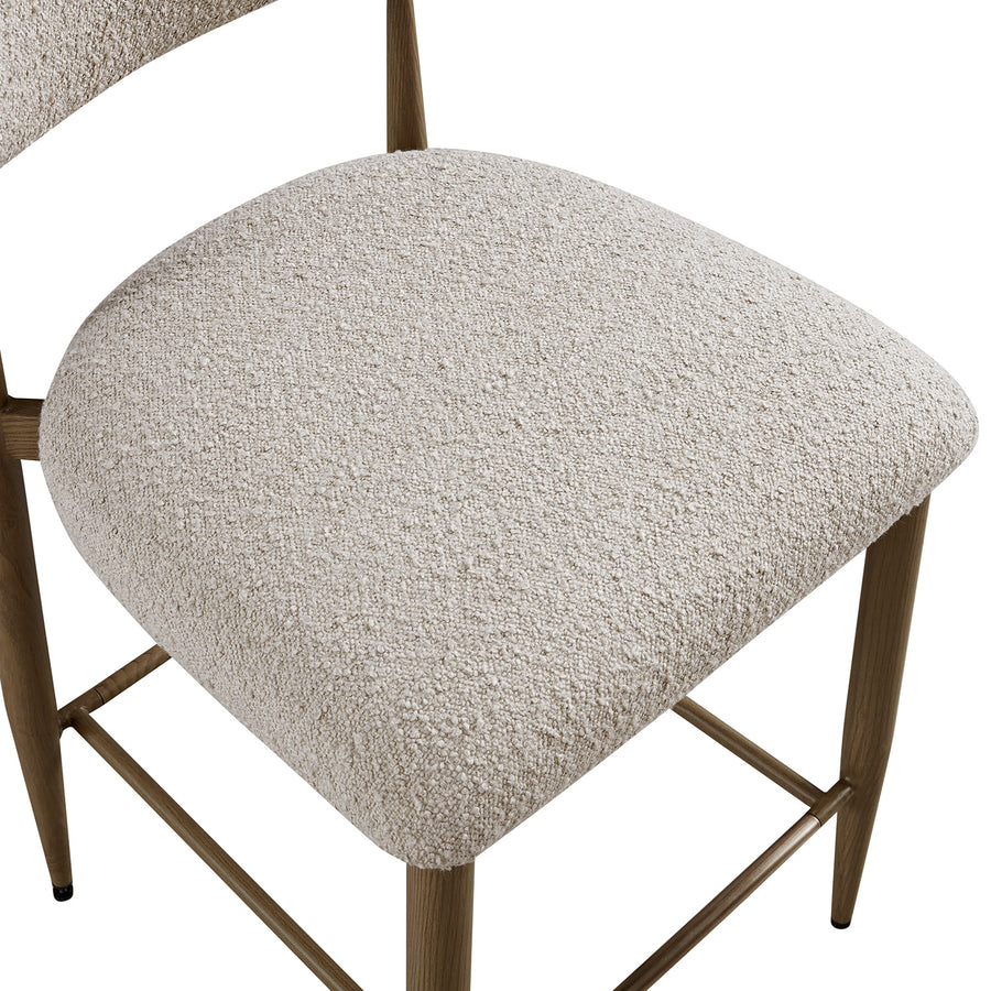 Dagmar Counter Stool, Light Taupe Boucle | Silver Oak Frame