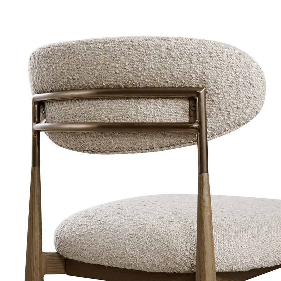 Dagmar Counter Stool, Light Taupe Boucle | Silver Oak Frame