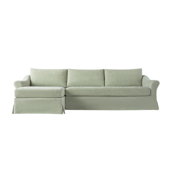 Frognal Modular Loose Cover Grande Left Hand Facing Chaise Sofa, Aqua Chenille