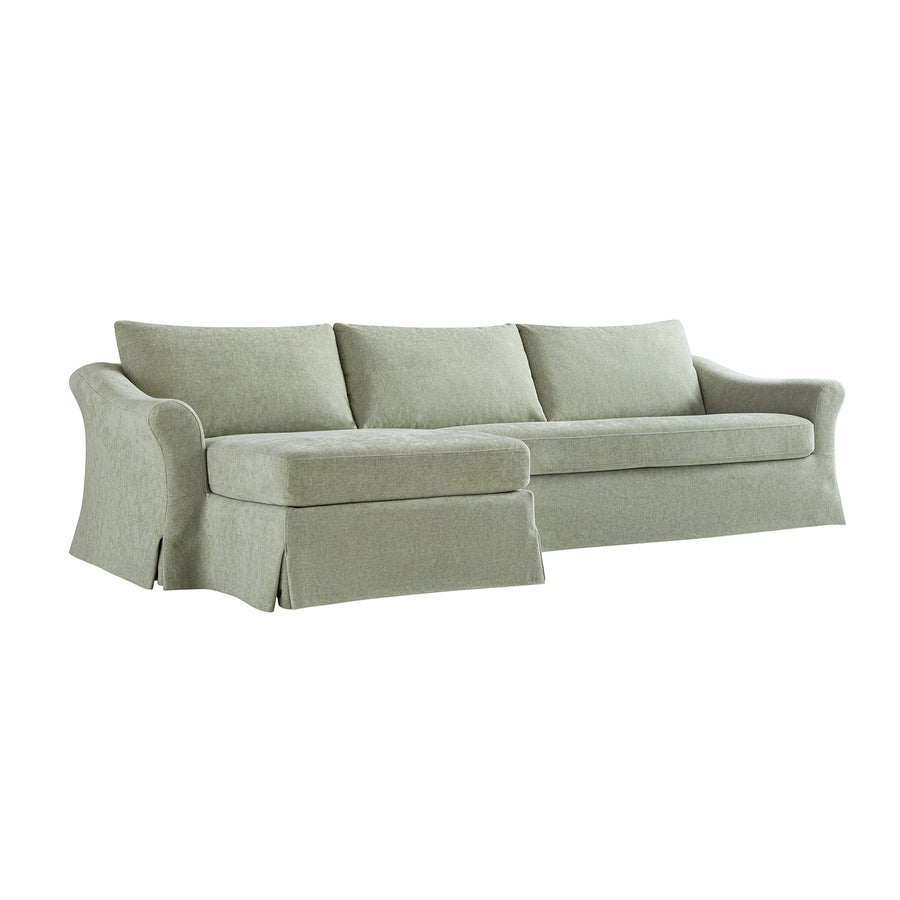 Frognal Modular Loose Cover Grande Left Hand Facing Chaise Sofa, Aqua Chenille - daals