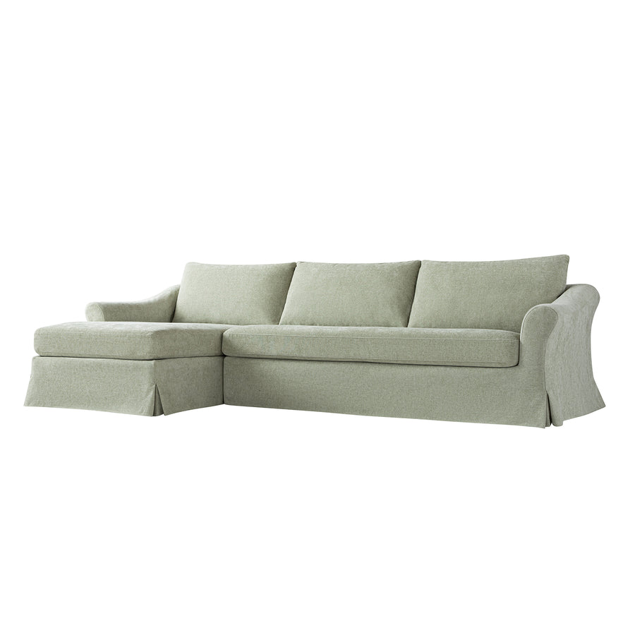 Frognal Modular Loose Cover Grande Left Hand Facing Chaise Sofa, Aqua Chenille - daals