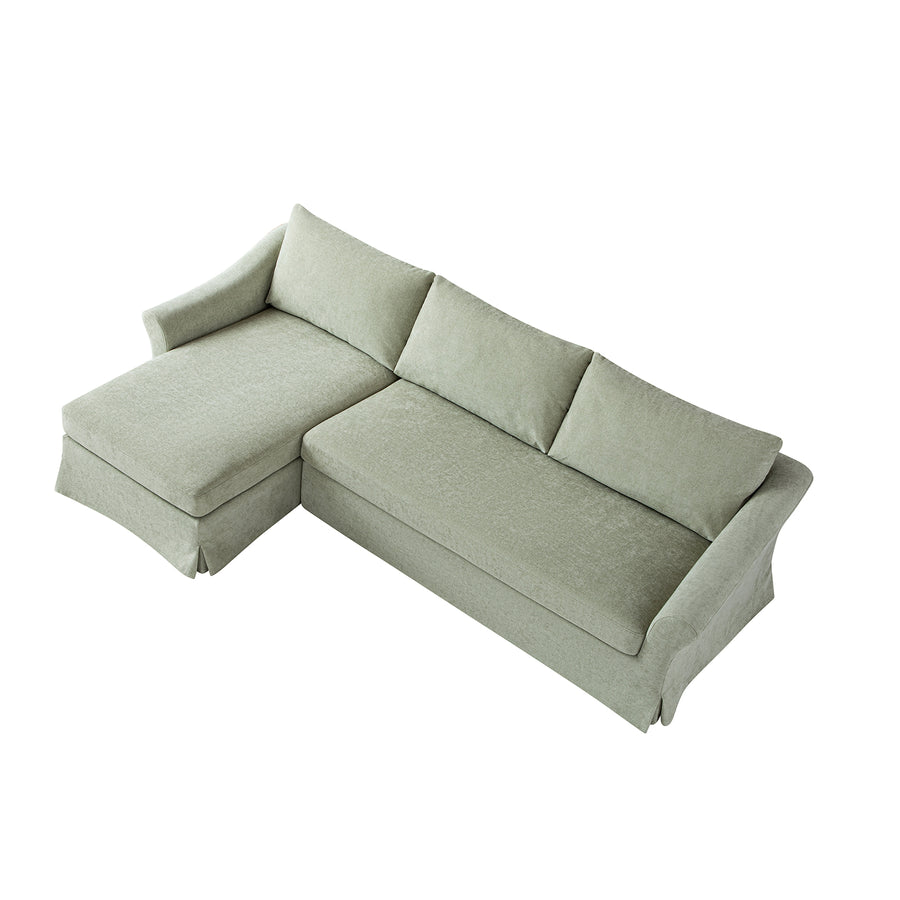 Frognal Modular Loose Cover Grande Left Hand Facing Chaise Sofa, Aqua Chenille - daals