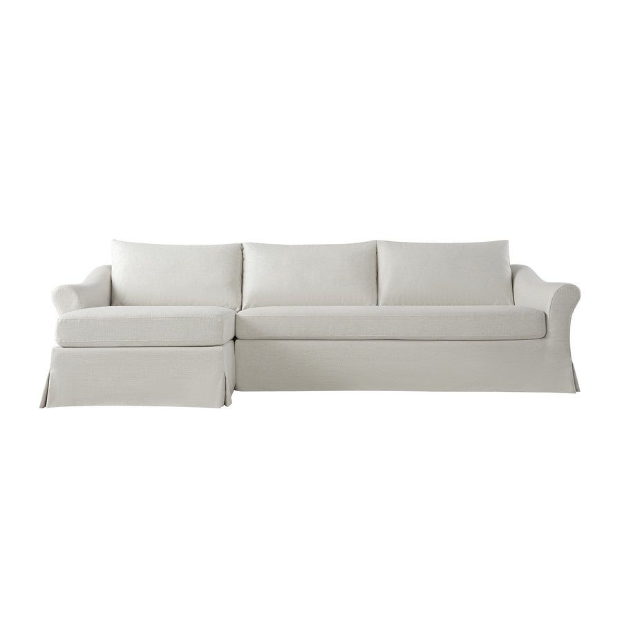 Frognal Modular Loose Cover Grande Left Hand Facing Chaise Sofa, Beige Weave