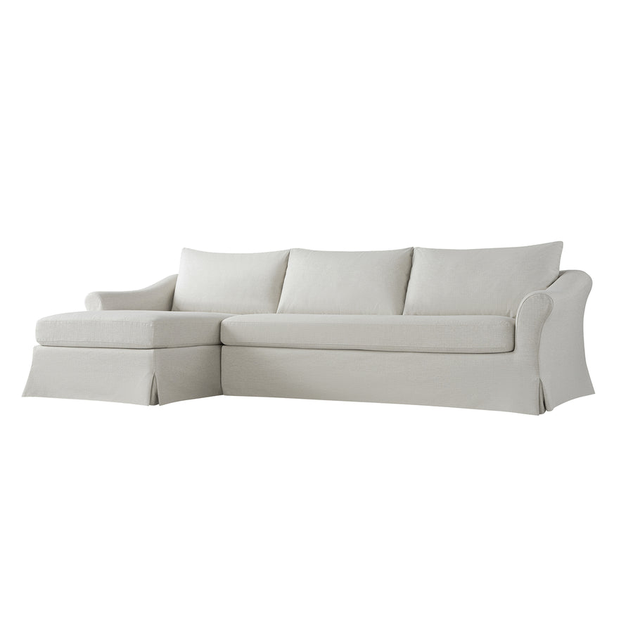 Frognal Modular Loose Cover Grande Left Hand Facing Chaise Sofa, Beige Weave