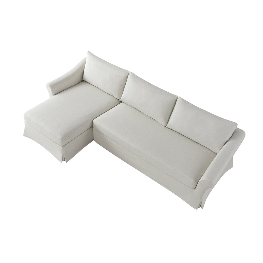 Frognal Modular Loose Cover Grande Left Hand Facing Chaise Sofa, Beige Weave
