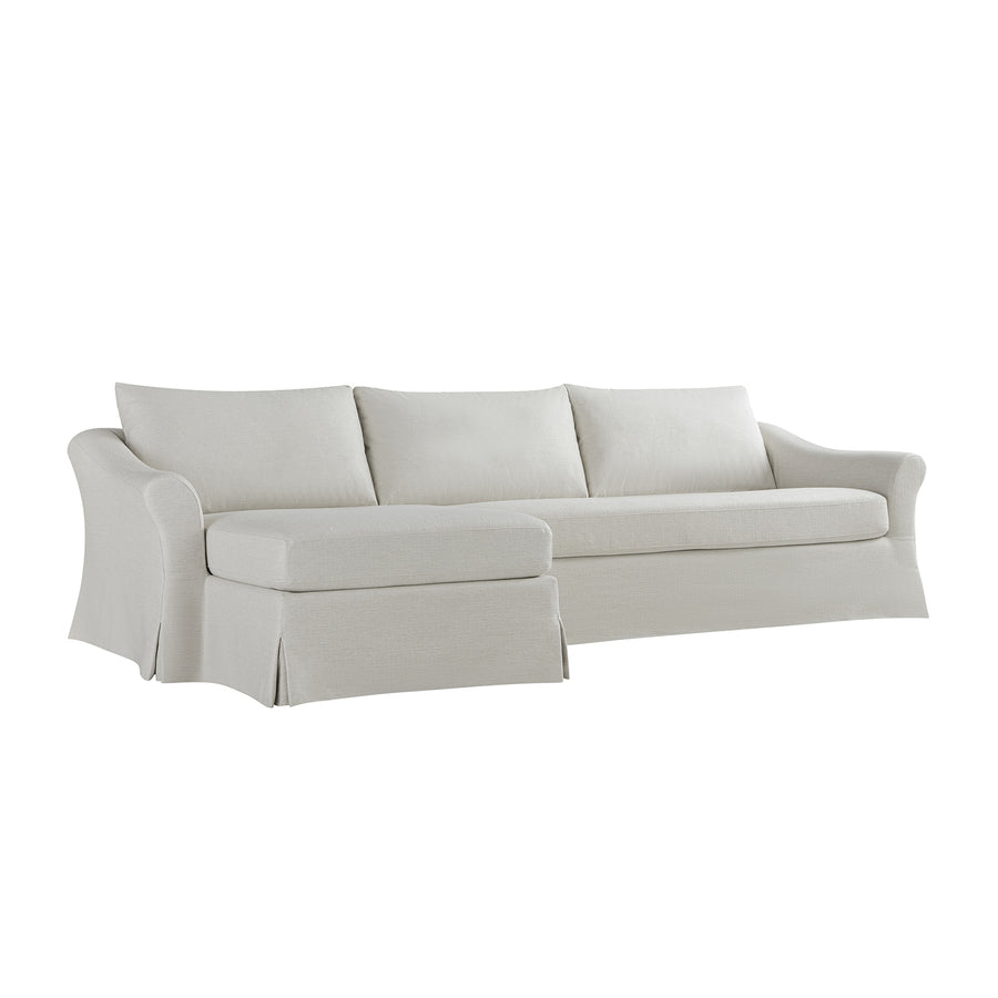 Frognal Modular Loose Cover Grande Left Hand Facing Chaise Sofa, Beige Weave