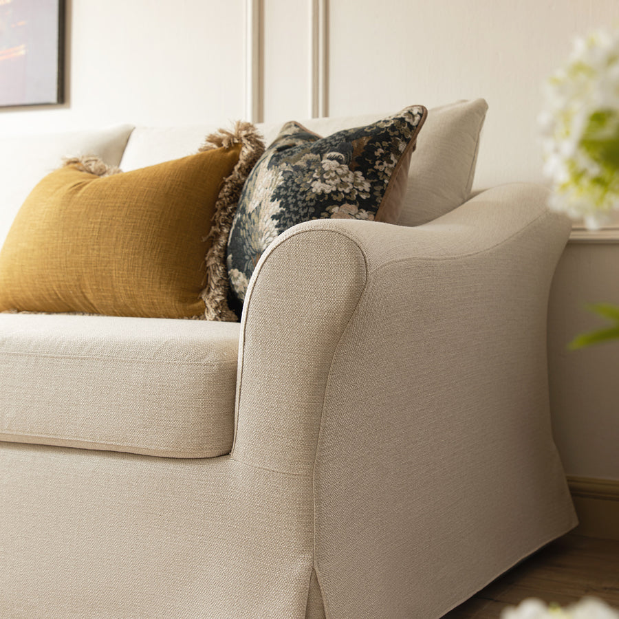 Frognal Modular Loose Cover Grande Left Hand Facing Chaise Sofa, Beige Weave