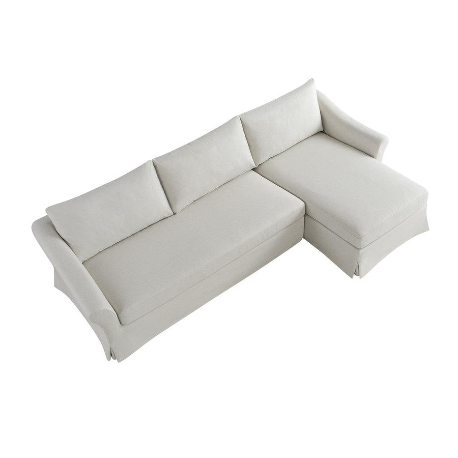 Frognal Modular Loose Cover Grande Right Hand Facing Chaise Sofa, Beige Weave - daals