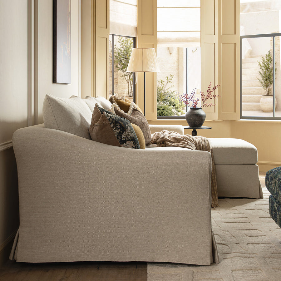 Frognal Modular Loose Cover Grande Right Hand Facing Chaise Sofa, Beige Weave - daals