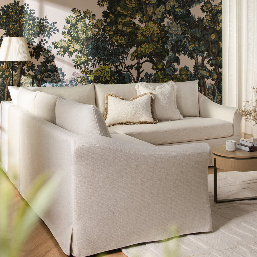 Frognal Modular Loose Cover Large 260cm Corner Sofa, Beige Weave